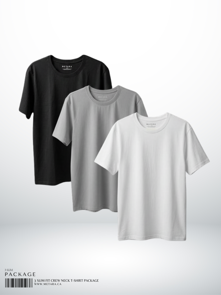 3 SLIM FIT CREW NECK T-SHIRT PACKAGE