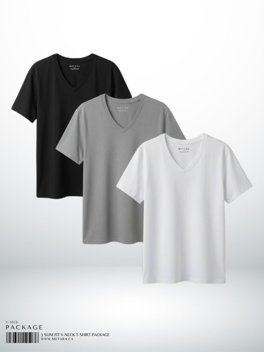 3 SLIM FIT V-NECK T-SHIRT PACKAGE
