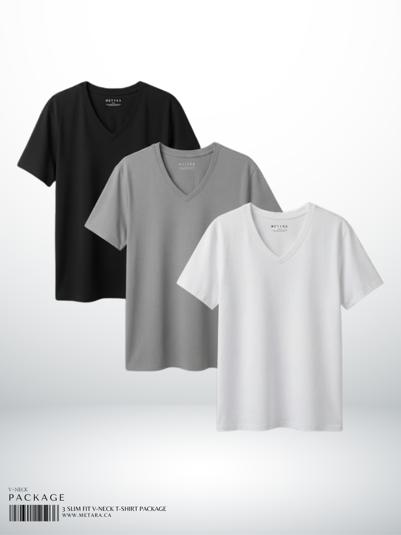 3 SLIM FIT V-NECK T-SHIRT PACKAGE