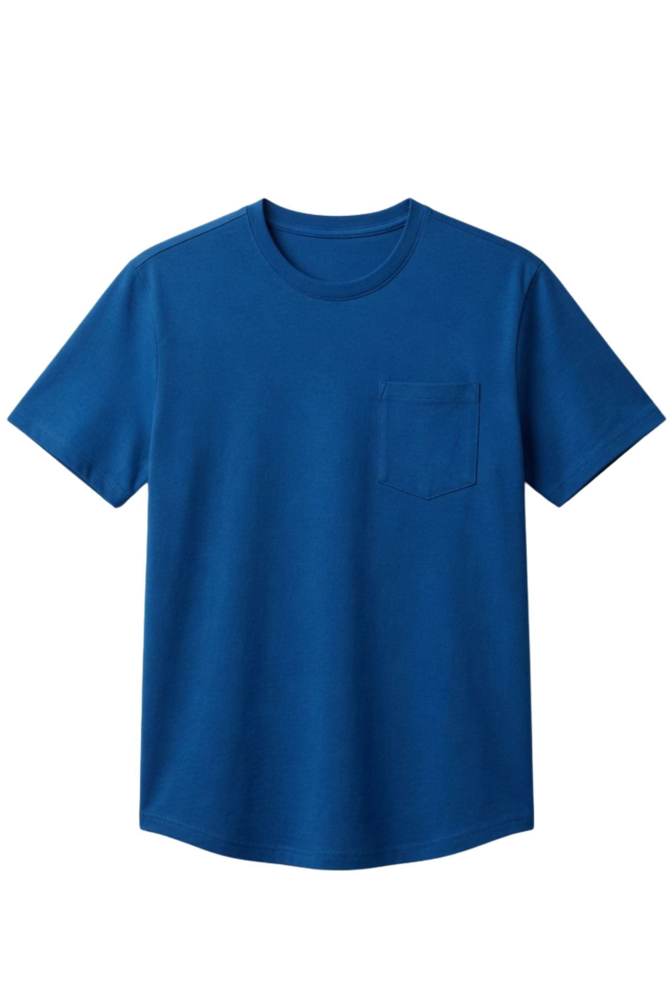 SLIM FIT BASIC TEE WITH A CHEST POCKET & CURVED HEM FOR UNIQUE OUTLOOK