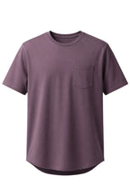 SLIM FIT BASIC TEE WITH A CHEST POCKET & CURVED HEM FOR UNIQUE OUTLOOK
