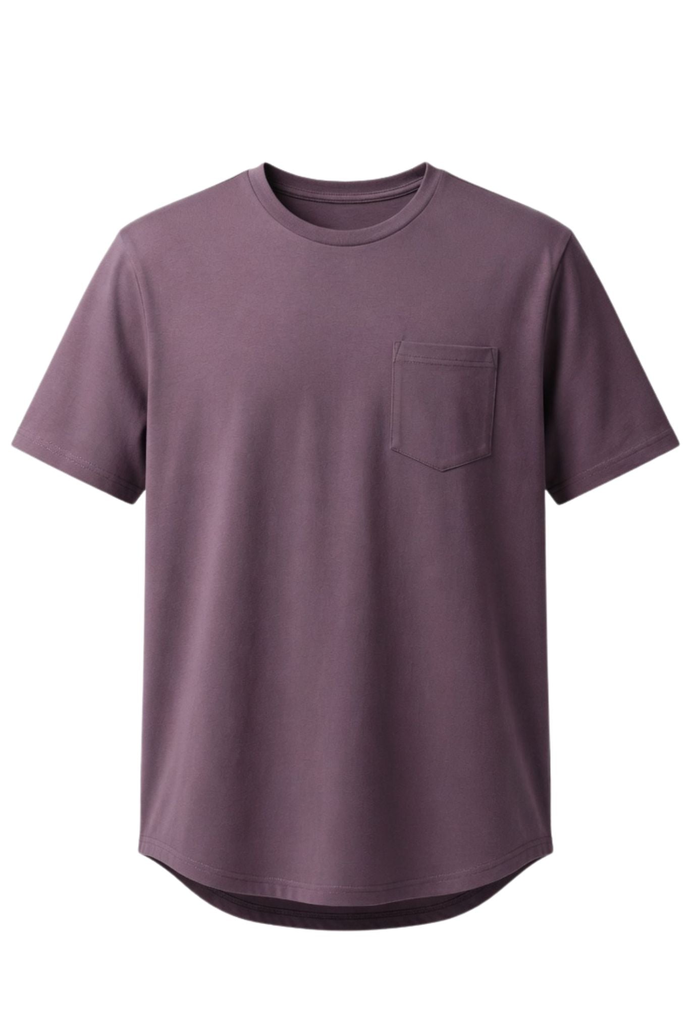 SLIM FIT BASIC TEE WITH A CHEST POCKET & CURVED HEM FOR UNIQUE OUTLOOK