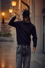 MEDIUM WEIGHT LONG SLEEVE STRETCH T-SHIRT WITH WAIST/SLEEVE CLOSURE