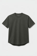 SLIM FIT BASIC TEE WITH A CURVED HEM FOR UNIQUE OUTLOOK