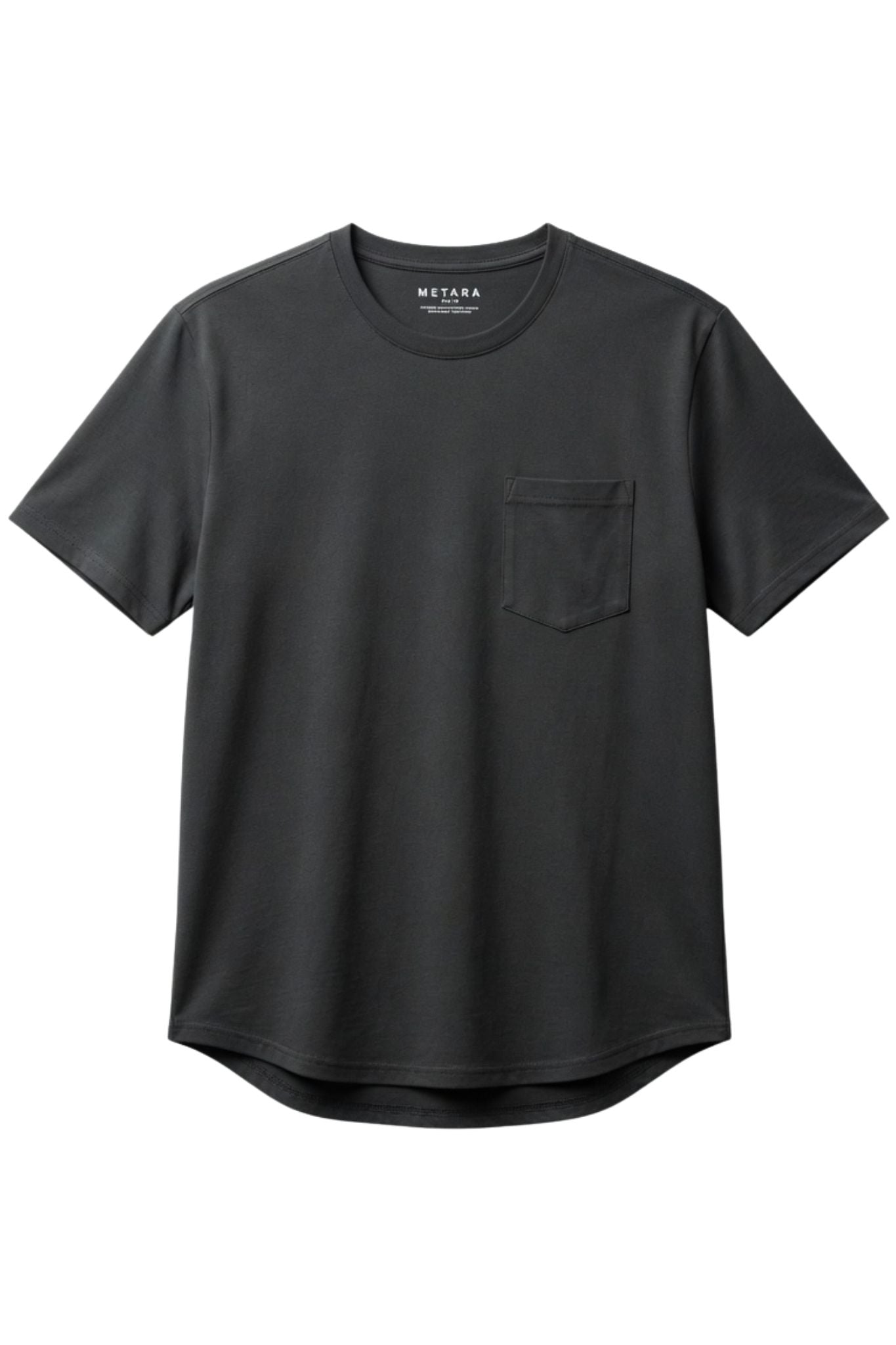 SLIM FIT BASIC TEE WITH A CHEST POCKET & CURVED HEM FOR UNIQUE OUTLOOK