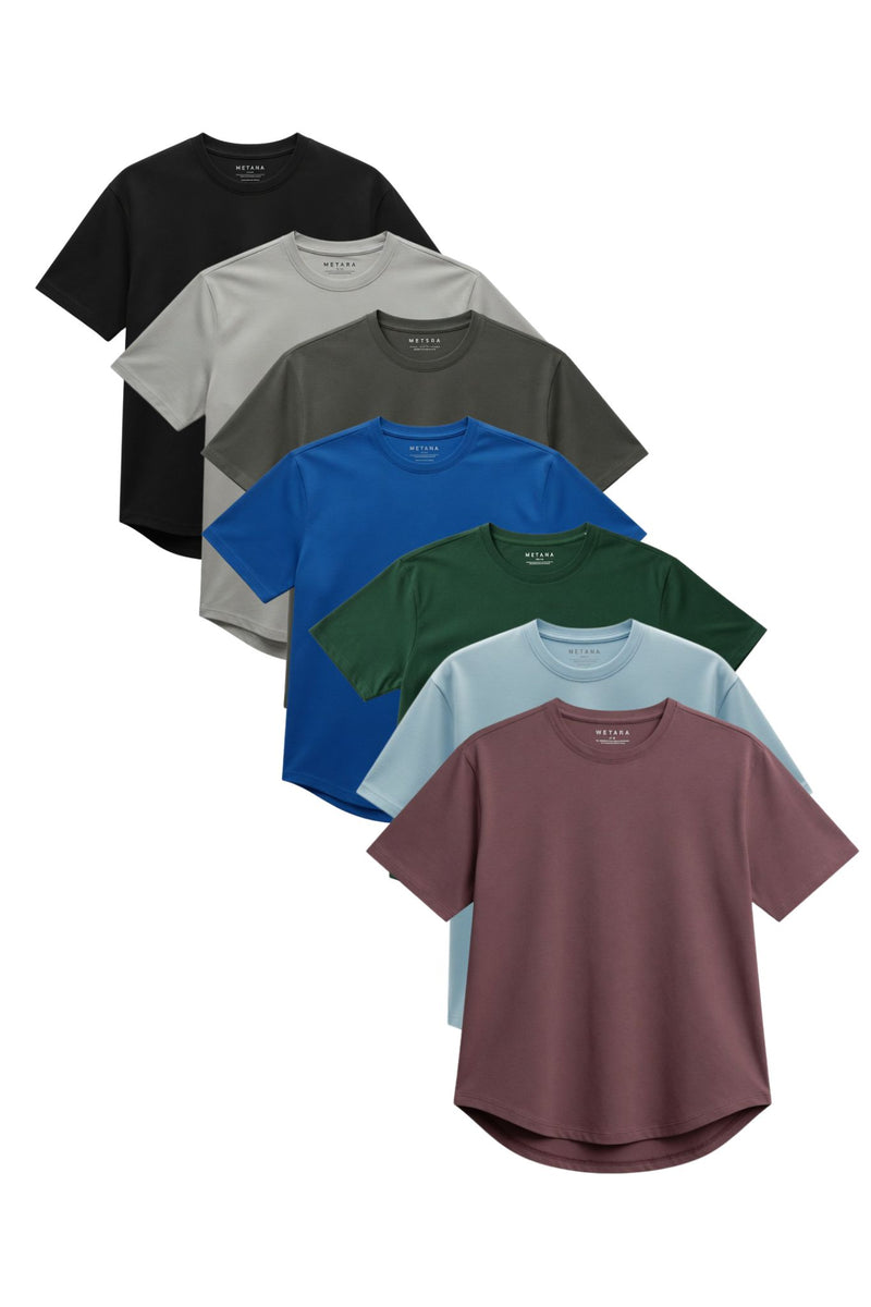 SLIM FIT BASIC TEE WITH A CURVED HEM FOR UNIQUE OUTLOOK