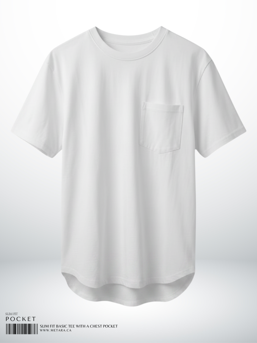 SLIM FIT BASIC TEE WITH A CHEST POCKET