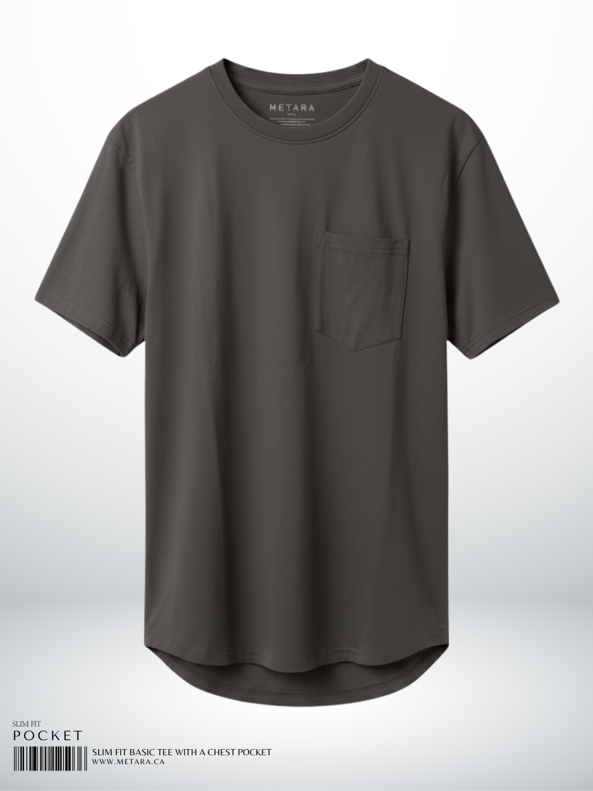 SLIM FIT BASIC TEE WITH A CHEST POCKET
