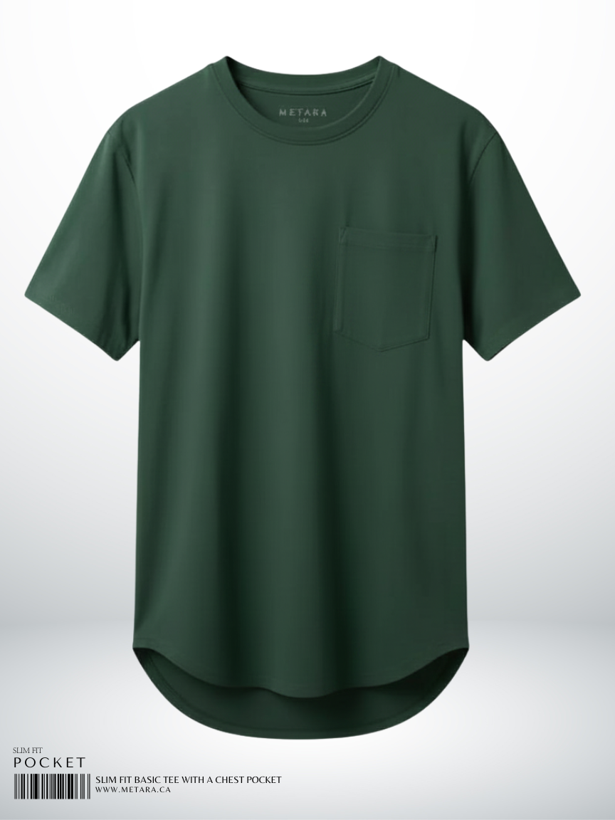 SLIM FIT BASIC TEE WITH A CHEST POCKET