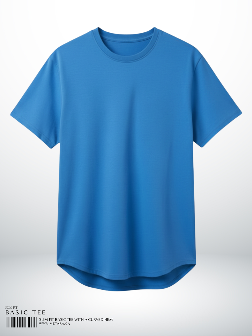 SLIM FIT BASIC TEE WITH A CURVED HEM