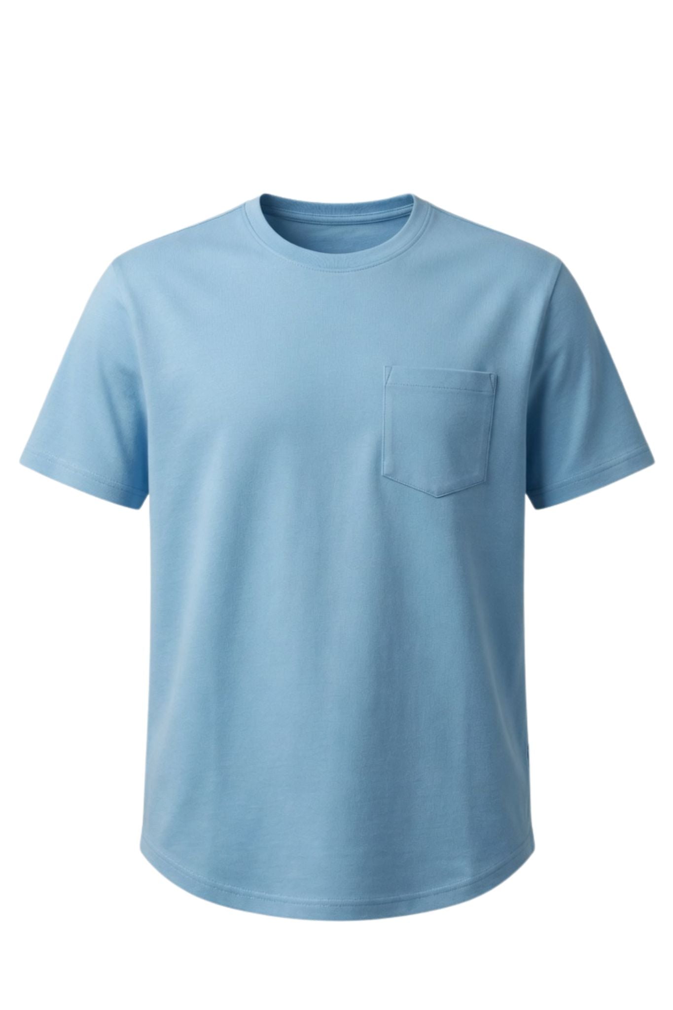 SLIM FIT BASIC TEE WITH A CHEST POCKET & CURVED HEM FOR UNIQUE OUTLOOK