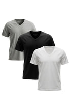 3 Piece Set - "YOU MOVE WE MOVE" (YOUR BODY MOVE - OUR FABRIC MOVE) EXTREMELY COMFORTABLE 4 WAY STRETCH BASIC SLIM FIT V-NECK T-SHIRT