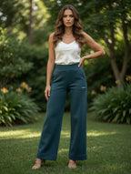 LADIES CROPPED FLARE LEG PANTS WHERE RELAXED FITTING COMES WITH CUSTOM FITTED OUTLOOK